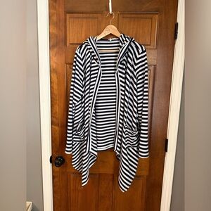 Striped Hooded Women's Sweater Cardigan Long Sleeve XL Coastal